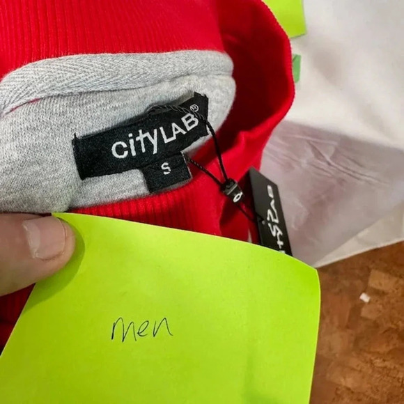 NEW City Lab Crewneck Sweatshirt Heavy Fleece Long Sleeve Pullover Red Mens S - Picture 6 of 6